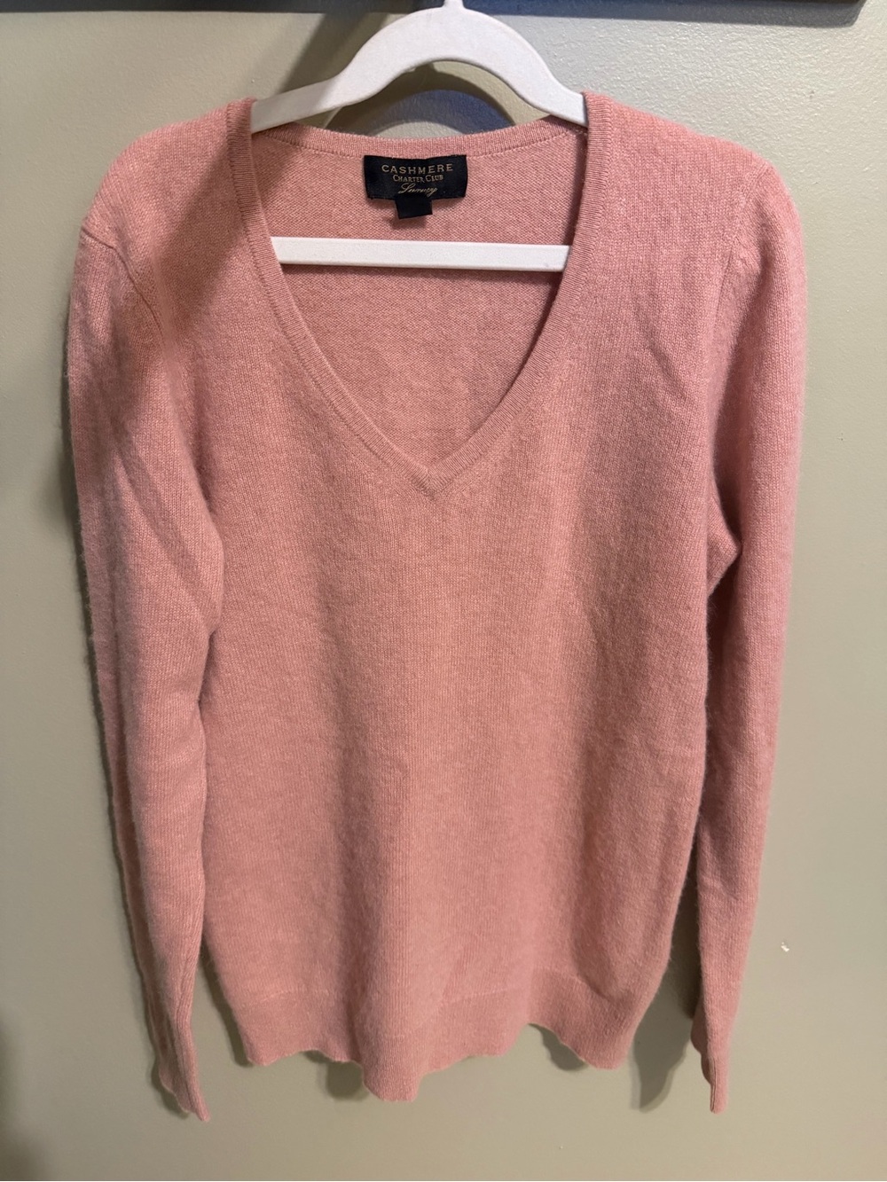 Charter Club Cashmere V-Neck Sweater in Dusty Rose